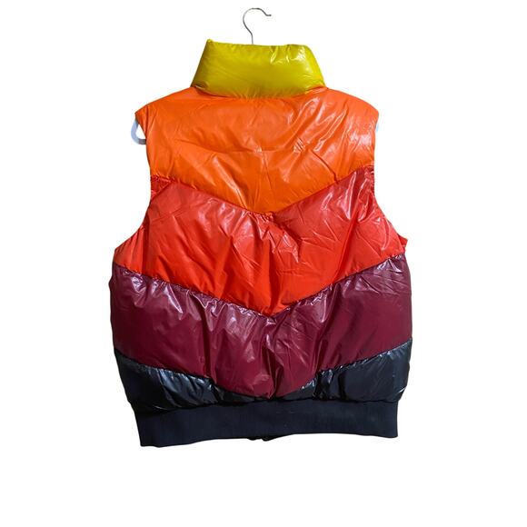 Love And Sports Womens Puffer Vest Jacket Large 12-14 Yellow Orange Red New - Picture 7 of 9